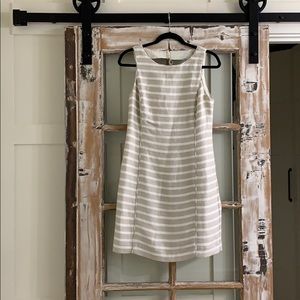 Beige and white striped dress